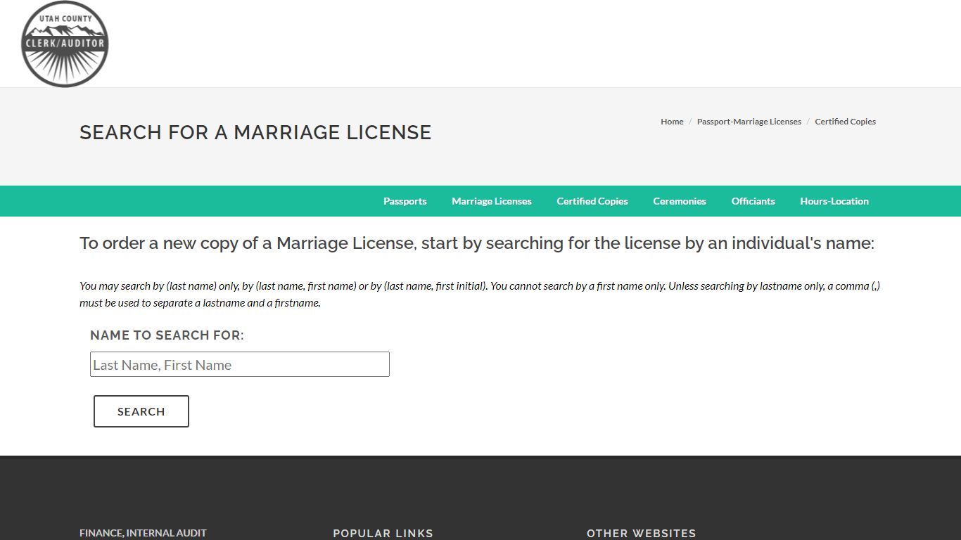 Marriage License Search | Utah County Clerk/Auditor