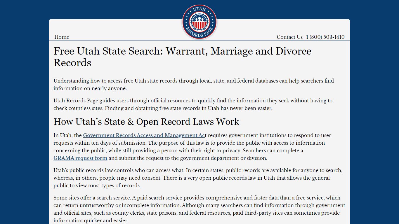 Free Utah State Search: Warrant, Marriage and Divorce Records